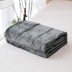 Smith & Brown Premium Ultra Plush Mink to Microfiber 12 lb Weighted Blanket, 48" x 72", Gray
