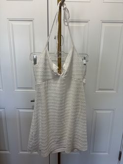 Large White Halter Mini Dress / Swim Cover-Up