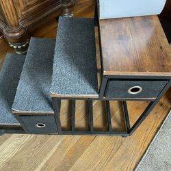 Wood and metal bed steps with storage 19 inches tall 25 1/2 inches wide