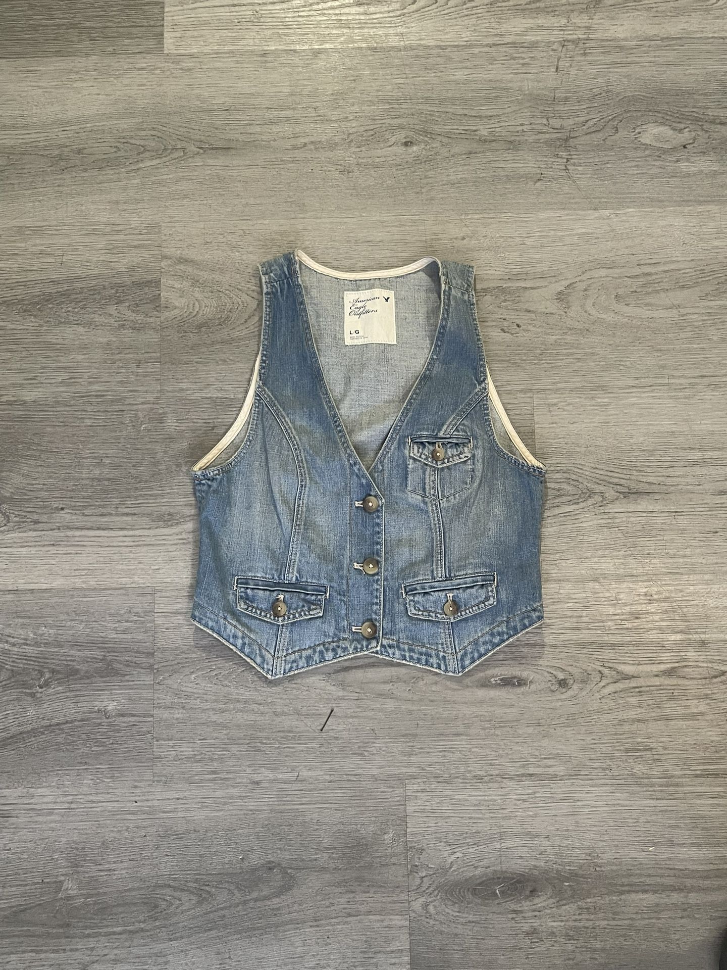 American Eagle Women's Blue Jean Vest