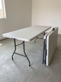 6 Foot Folding Table - Sturdy Utility/Event Table - Light Grey
