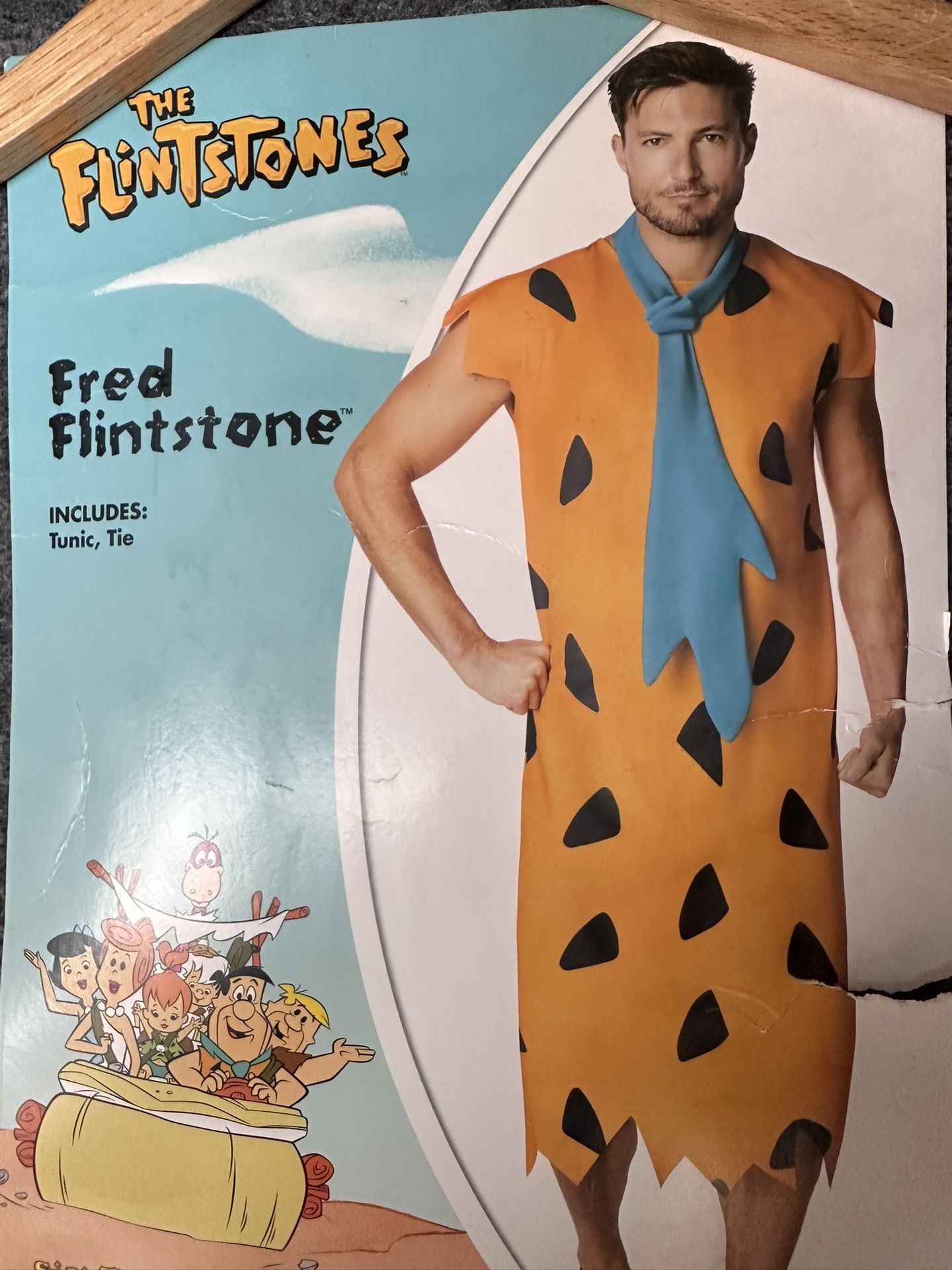 Flintstones Adult Halloween Costume Men’s L/XL Fred Flintstone Tunic+Tie
