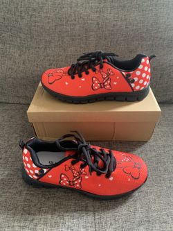 "MINNIE MOUSE" Dots And Bows Sneakers Lightweight Shoes Size 7 Women’s