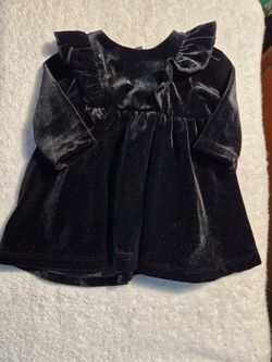 Little Me, Baby Girl, Black Velvet Ruffle Dress, 12 Mo