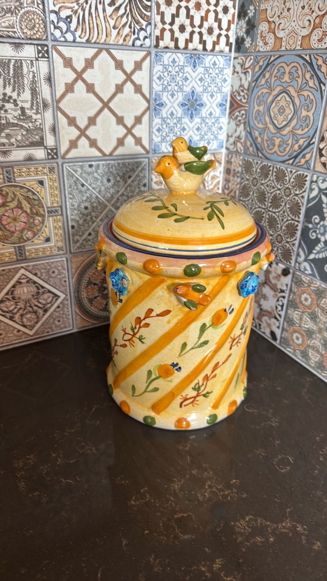 Artistic ceramic cookie jar