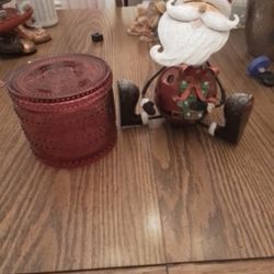 Santa And Glass Dish