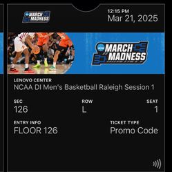 3 tickets for march madness Raleigh Nc, Session 1