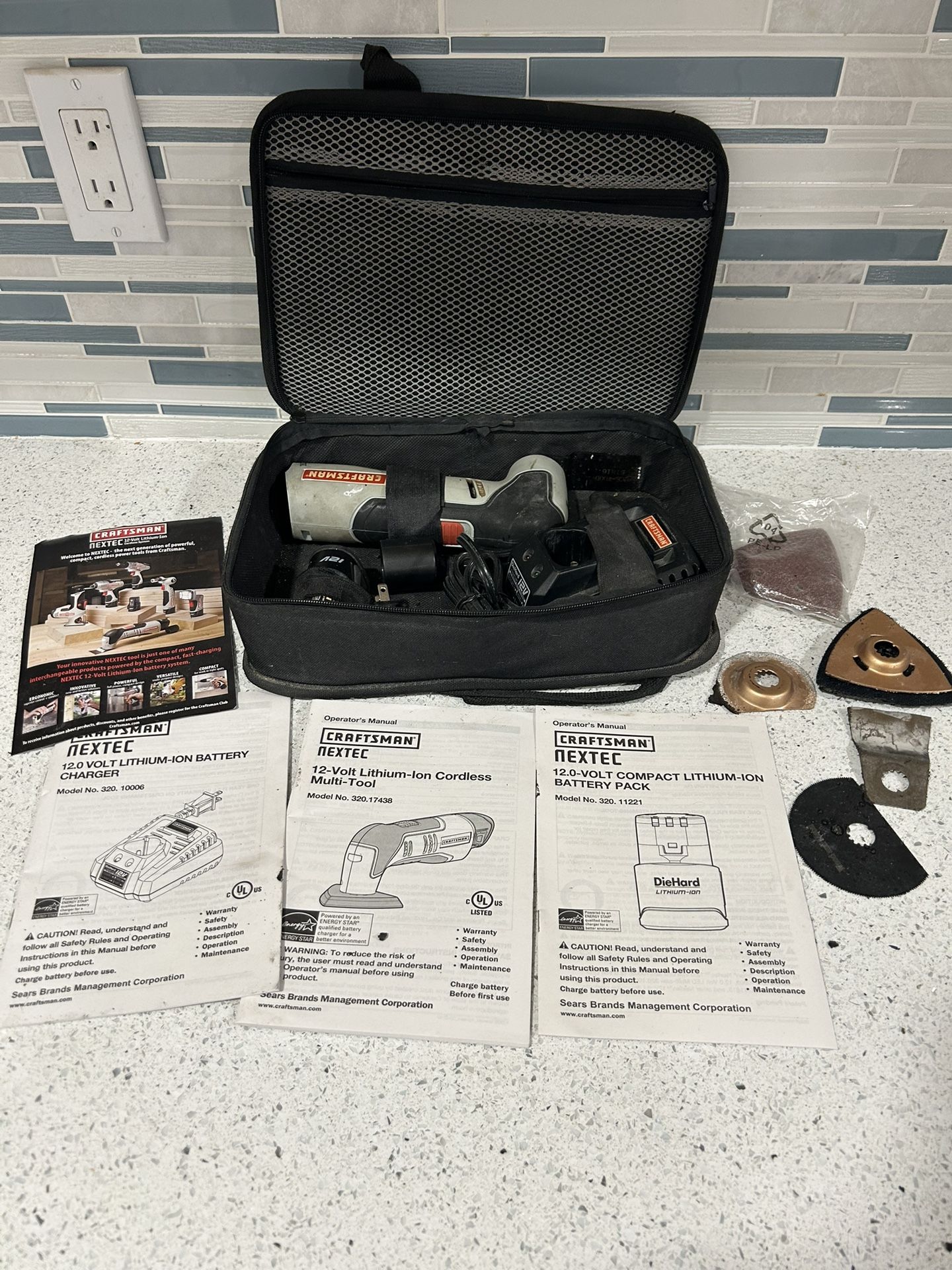 Craftsman Nextec 12 Volt Multi-Tool with 12V Battery Charger and extra blades and accessories