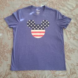 Disney Mickey Mouse Patriotic Blue Graphic Short Sleeve Tee Shirt Men Size XL
