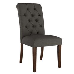 Brand New Inspire Q (SET OF 4) Gramercy Tufted Rolled Back Parsons Chairs - Dark Gray Linen