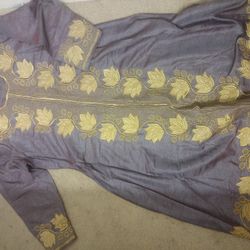 Purple Gold Indian Kaftan Dress No Duppata
