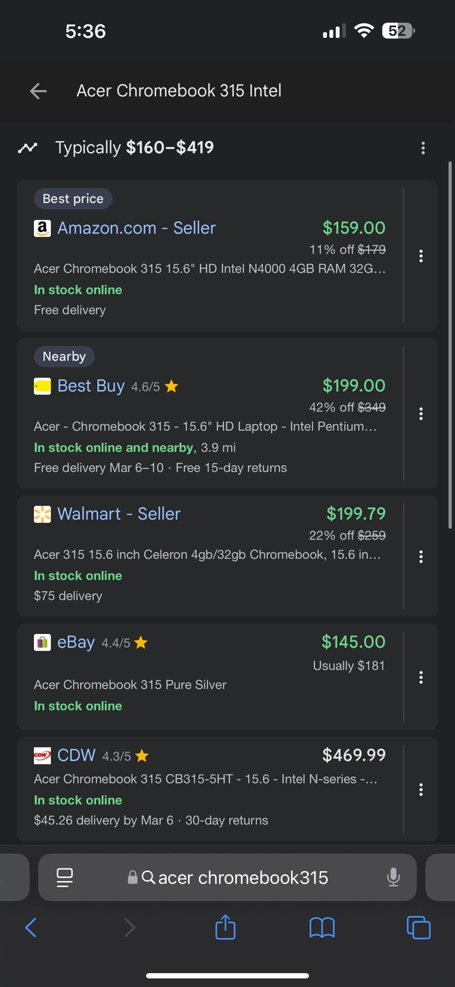 Acer Chromebook 315 laptop