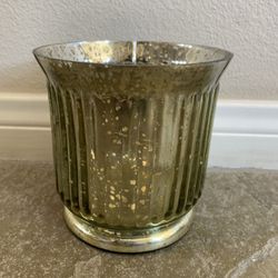 Glass Round Decorative Container with speckles