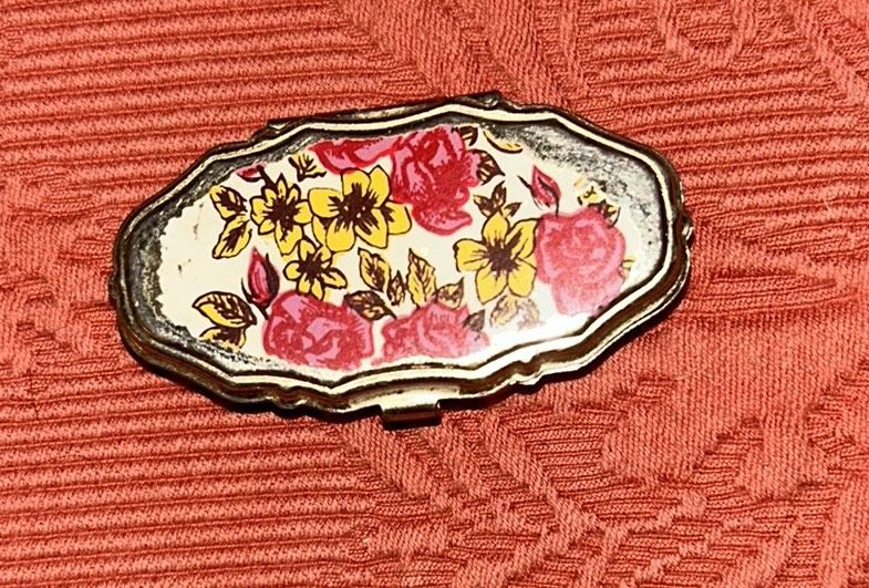 Floral Pill Box - Red and Yellow