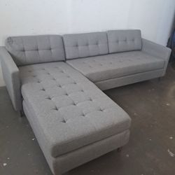 Cb2 Ditto II Grey Mist Tufted Sectional Sofa