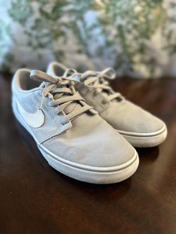 Nike SB Gray Canvas Skate Shoes Low Top Sneakers, Size Men’s US 6.5