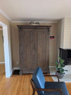 Restoration Hardware Wood Armoire Cabinet