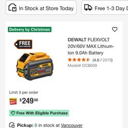 DEWALT FLEXVOLT 20V/60V MAX Lithium-Ion 9.0Ah Battery
