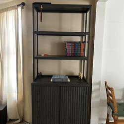 Dark Wood Bookcase with Storage Cabinet