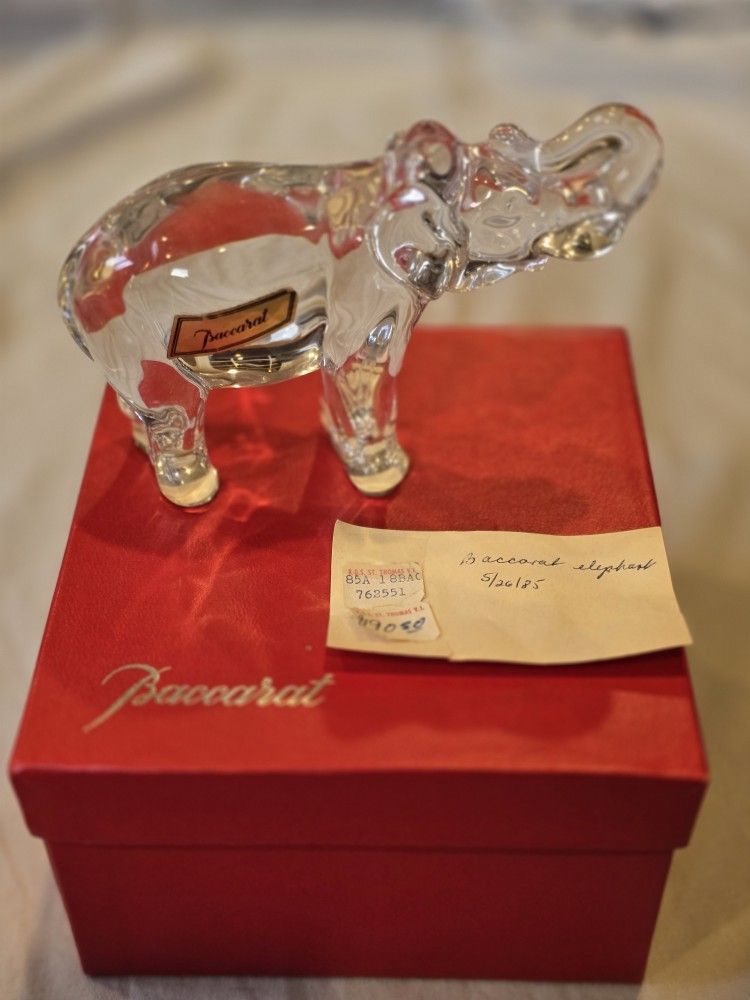 Vintage Baccarat France Crystal Elephant Figurine