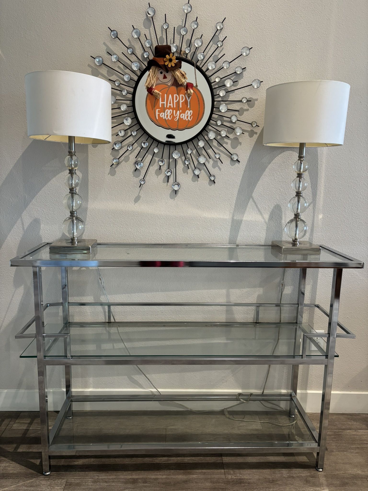 Glass With Metal Shelves