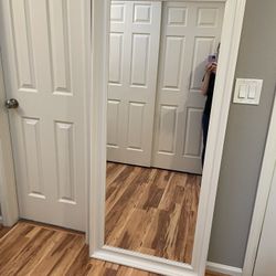 Large White Framed Mirror 29.5” x 65”