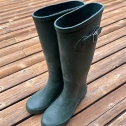 Hunter Style Rain Boots, Green, Size 6
