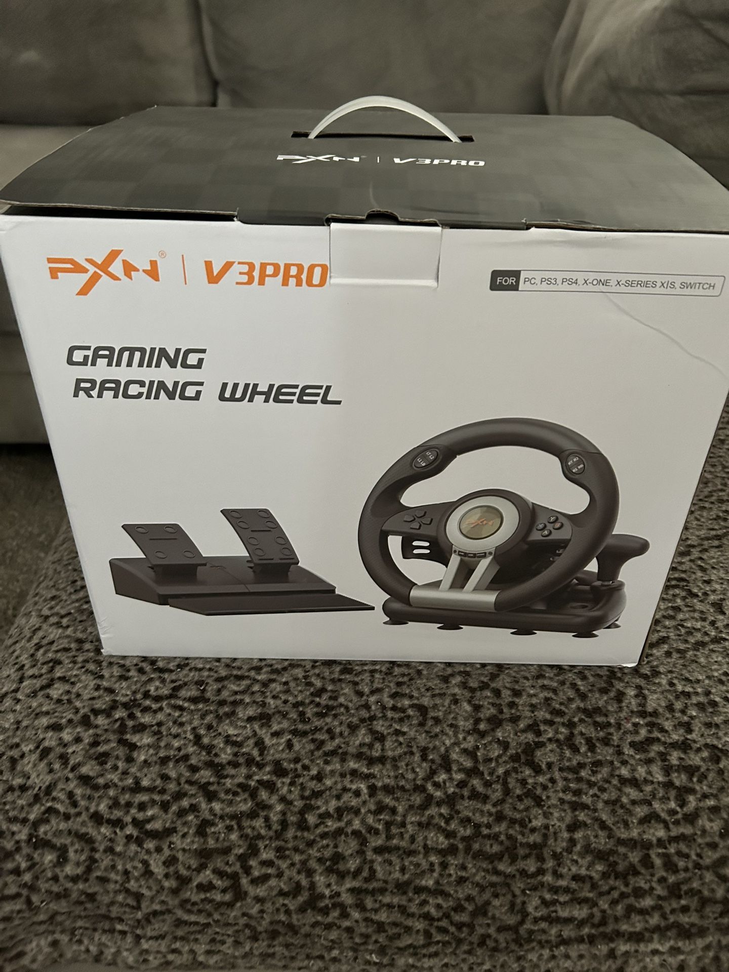 PXN PC Racing Wheel, V3II 180 Degree Universal Usb Car Sim Race Steering Wheel with Pedals for PS3, PS4, Xbox One, Xbox Series X/S, Nintendo Switch (B