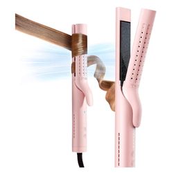 NEW IN BOX TYMO Airflow Curling Flat Iron Hair Straightener Curler 2 in 1, Anti-Scald Ionic Curling Wand 1.25 Inch, 360° Cool Air, 5 Temps Pink