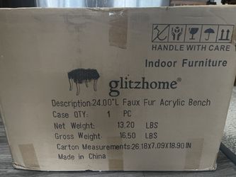 24.02"L Faux Fur Acrylic Bench