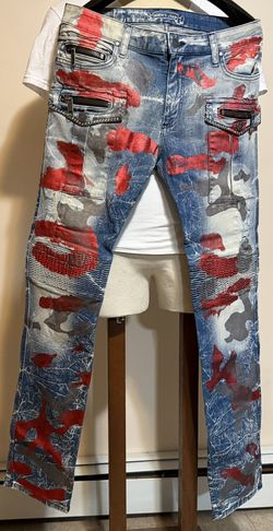 Robin Denim Jeans Pants Moto Biker Size 33 