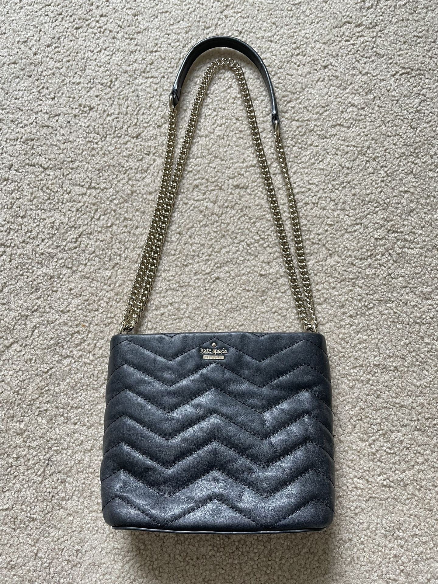 Kate Spade Reese Park Ellery Crossbody purse bag Black quilted leather