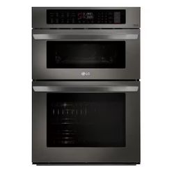 LG-30 in. Combination Double Electric Smart Wall Oven w/Convection, EasyClean, Built-in Microwave in Black Stainless Steel