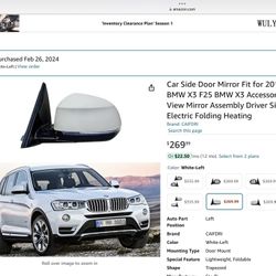 BMW Drivers Side Replacement Mirror