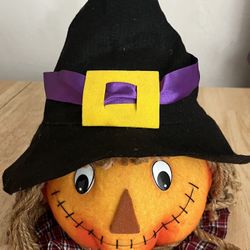Halloween Scarecrow  Light Up Pumpkin Head