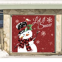 7 x 8 Feet Large Christmas Outdoor Garage Door Banners Decorated with Christmas Holiday Outdoor Garage Doors Decorated on Home Walls (Snowman)