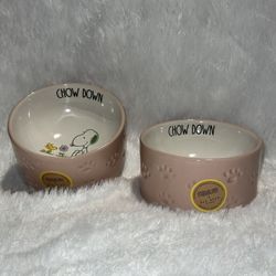 Snoopy Pink Pet Bowls By Rae Dunn 