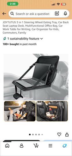 Steering wheel eating and laptop tray