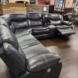 New Power Recliner Sectional Sofa With Three Power Recliners On Sale Now Don't Miss