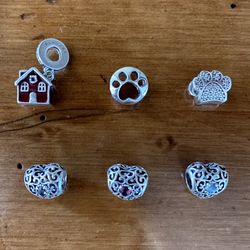 Lot of six sterling silver Pandora charms