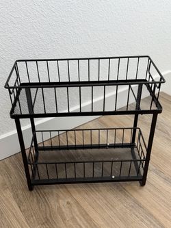 2-Tier Black Metal Wire Storage Rack
