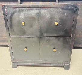 Black Wood Cabinet with Four Doors
