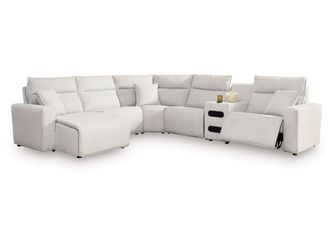 Modmax II Stone 6-Piece Reclining Sectional with Chaise and Audio Console (Online Special Price)