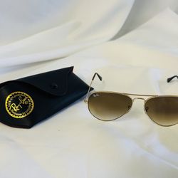 Rayban Classic Aviator Sunglasses, Brown Lens with Gold Frame