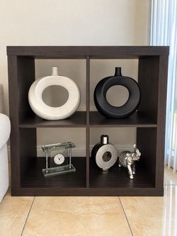 Dark brown shelf display/ Decor included!!