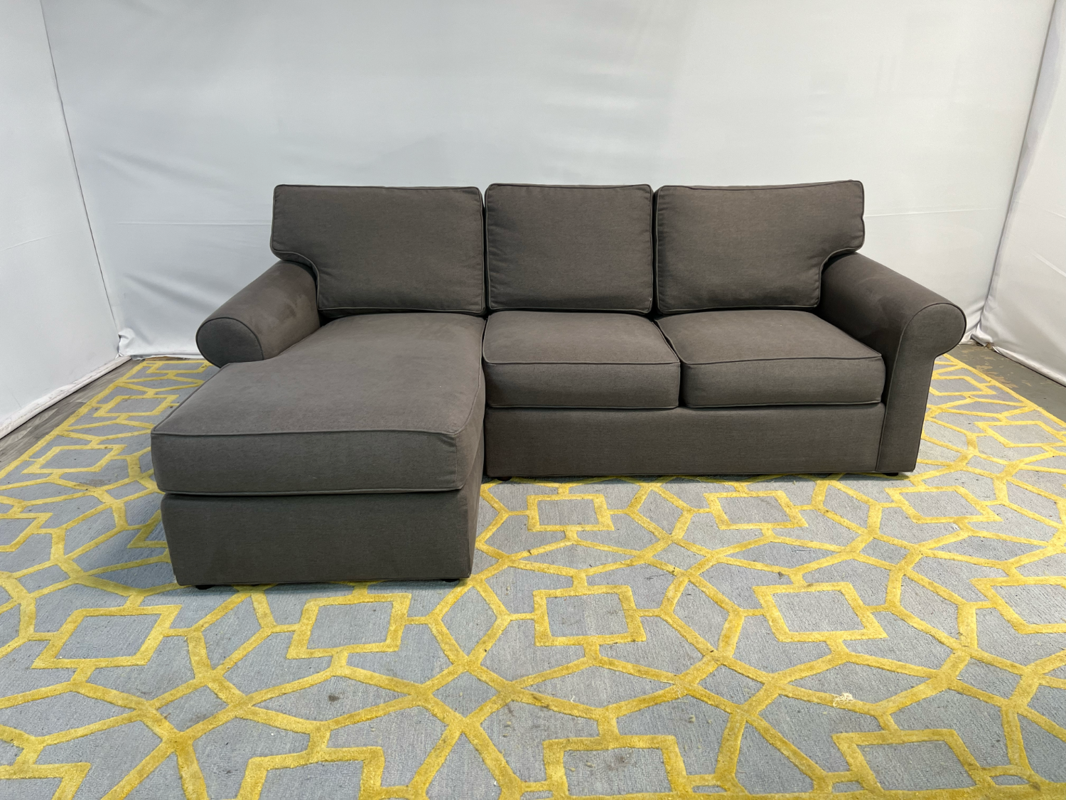 ( Delivery Available ) Ethan Allen Spencer Dark Gray Sectional Couch