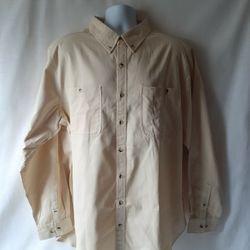 Scandia Woods men's beige long-sleeve button-down shirt  XLG TL