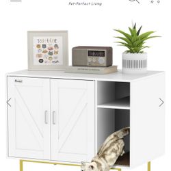 PawHut - Cat Litter Box Enclosure End Table with Scratching Pad 