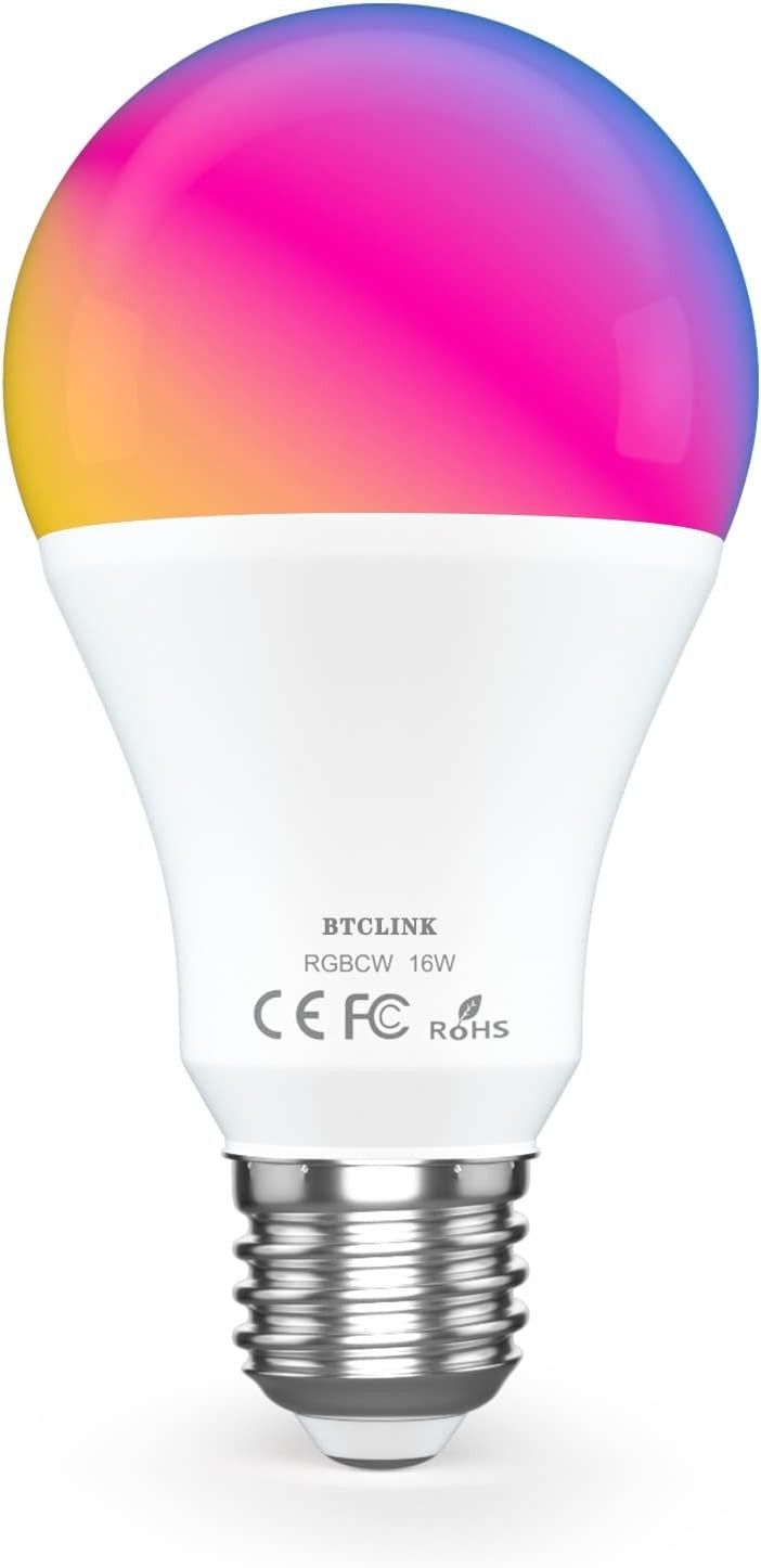 BtcLink Smart Light Bulb,16W (150W Equivalent) 1600Lumen Smart Alexa Light Bulb, Ultra Bright E26 A19 Led Full Color Changing 2.4 GHz WiFi Light Bulb