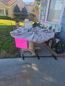 Beautiful GLASS /REAL wood Dining Table Set